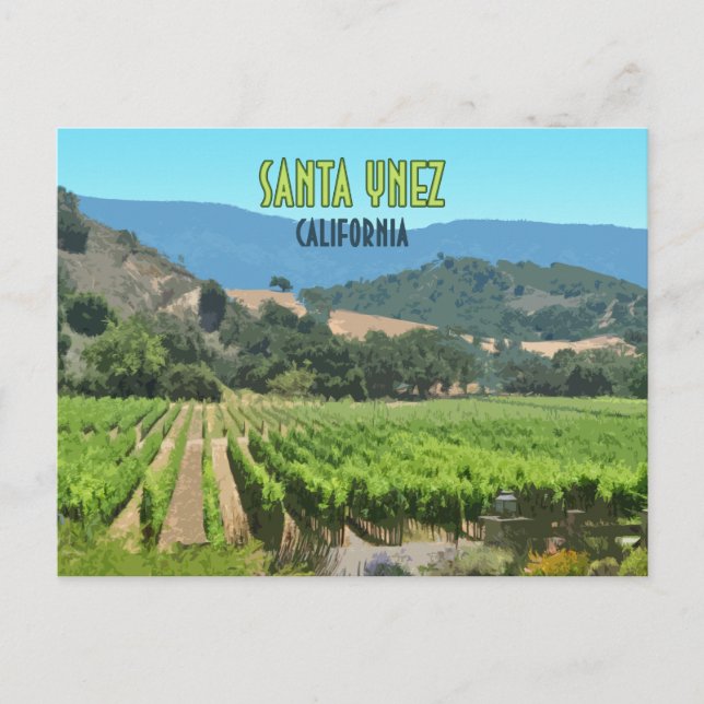 Santa Ynez California Vineyard Vintage Postcard (Front)