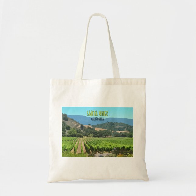 Santa Ynez California Vineyard Vintage Tote Bag (Front)