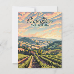 Santa Ynez California Vineyard Winery Retro Card