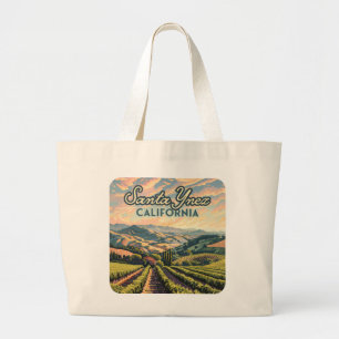 Santa Ynez California Vineyard Winery Retro Large Tote Bag