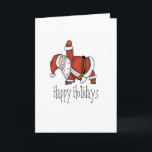 Santa Yoga - Christmas Design with a Yoga Santa Holiday Card<br><div class="desc">This Santa Claus is getting ready for the holidays while doing yoga. He is stretching in a triangel pose to be exact. This Santa Yoga Design is the perfect gift for someone who loves yoga. Its a humourous yoga illustration that makes everyone smile.</div>