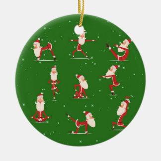 Santa Yoga Poses Ceramic Tree Decoration