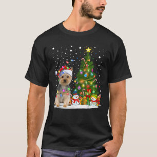Santa Yorkie Dog Xmas Tree Lighting Yorkie Christm T-Shirt