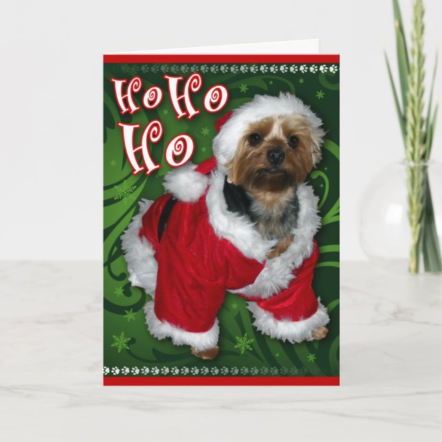 Santa Yorkie Greeting Card (Front)