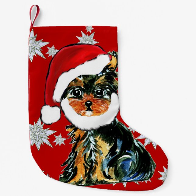 SANTA YORKIE POO SMALL CHRISTMAS STOCKING (Front)