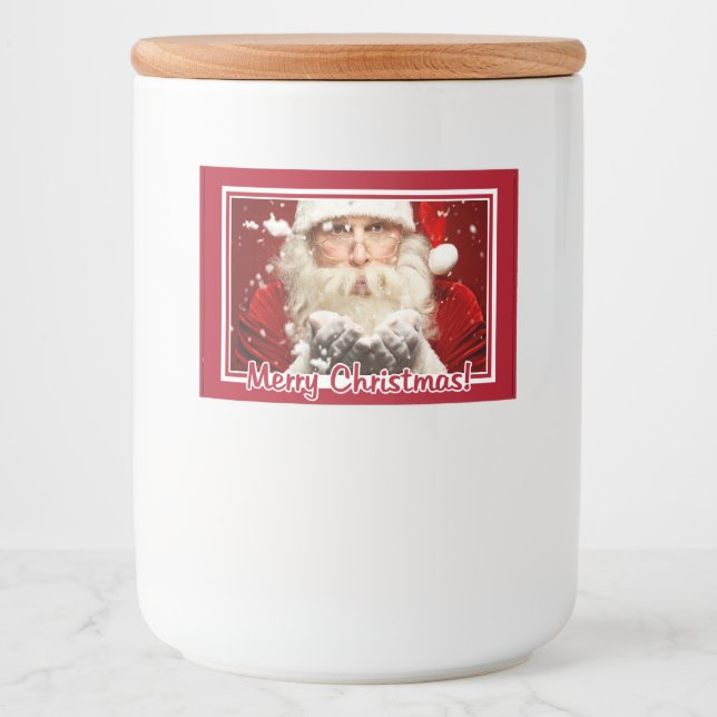 Santa / YOUR PHOTO custom Christmas food labels (Front)
