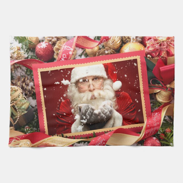 Santa / YOUR PHOTO custom kitchen towel (Horizontal)