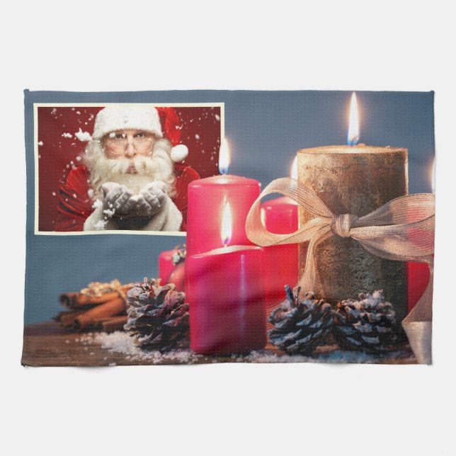 Santa / YOUR PHOTO custom kitchen towel (Horizontal)