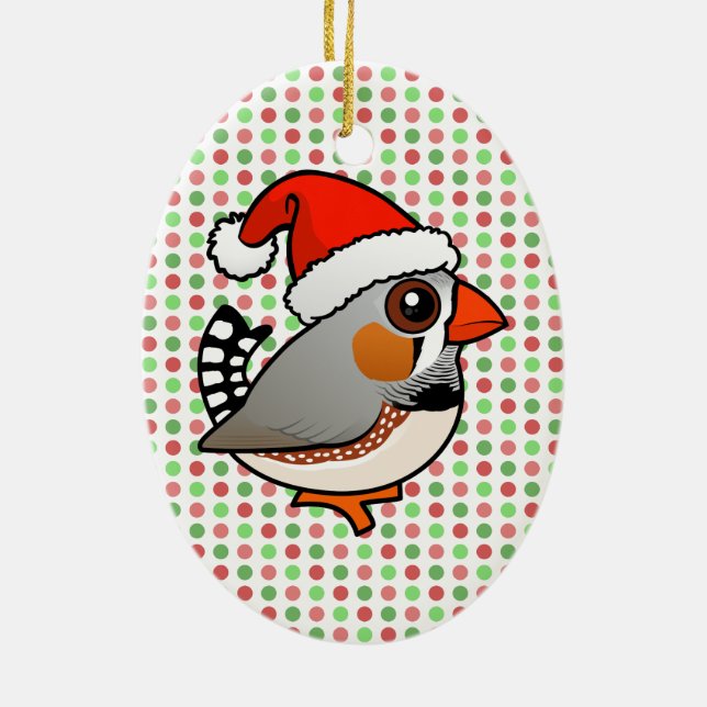 Santa Zebra Finch Ceramic Tree Decoration (Back)