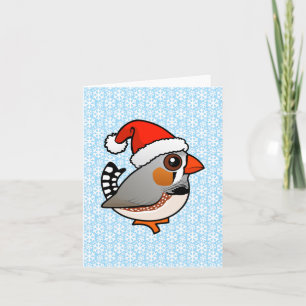 Santa Zebra Finch Holiday Card