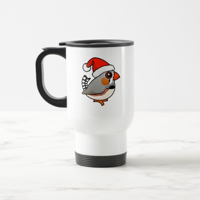 Santa Zebra Finch Travel Mug (Left)