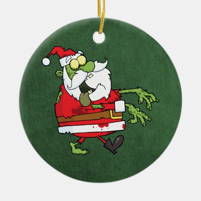 Santa Zombie Ceramic Tree Decoration (Front)