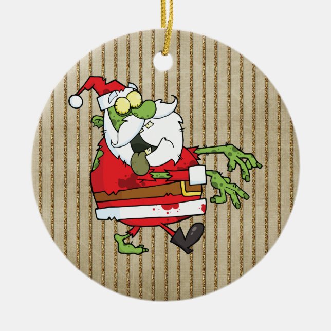 Santa Zombie Ceramic Tree Decoration (Front)