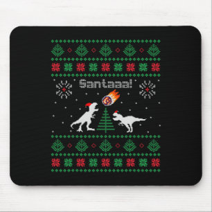 Santaaa Dinosaur Ugly Christmas Sweater  Mouse Mat