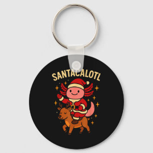 Santacalotl Santa Claus Cute Axolotl Snow Reindeer Key Ring