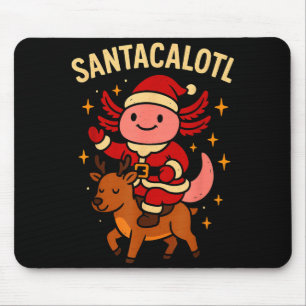 Santacalotl Santa Claus Cute Axolotl Snow Reindeer Mouse Mat