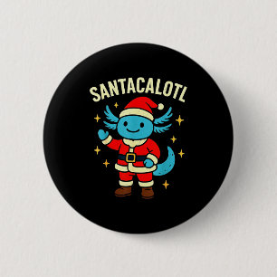 Santacalotl Santa Claus Cute Blue Axolotl New Year 6 Cm Round Badge