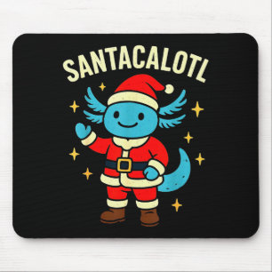 Santacalotl Santa Claus Cute Blue Axolotl New Year Mouse Mat