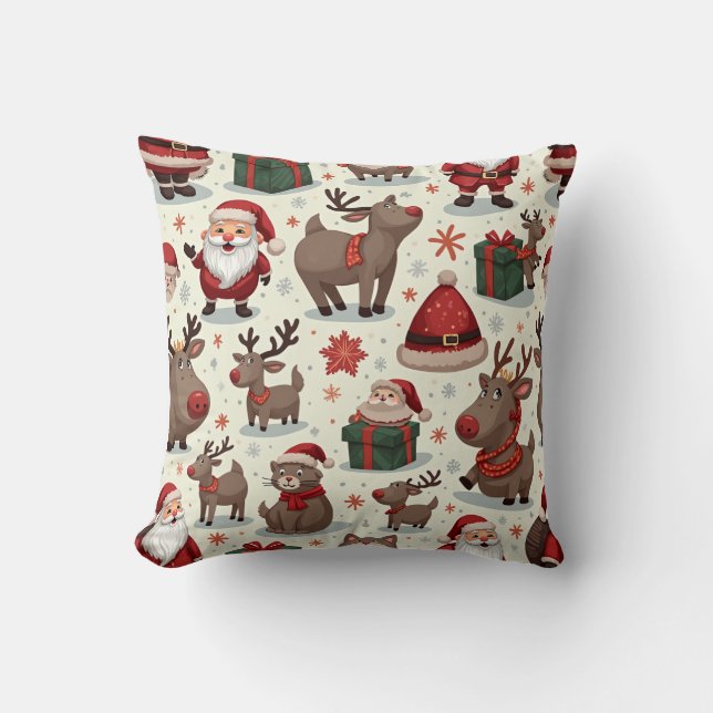 SantaClaus and Rudolph Pillow Cushion (Front)