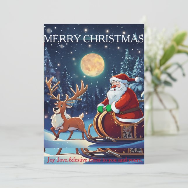  "SantaClaus' Sleigh Ride"Christmas Card (Standing Front)