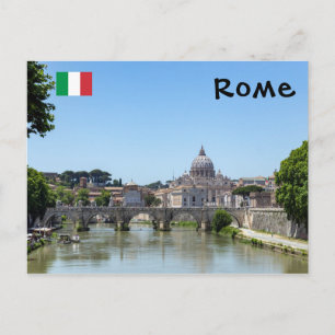 Sant'angelo bridge and St. Peter's Basilica - Rome Postcard