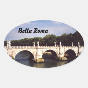 Sant'Angelo Bridge in Rome, Italy Oval Sticker
