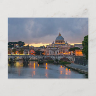 Sant'Angelo bridge Saint Peter Basilica Rome Italy Postcard