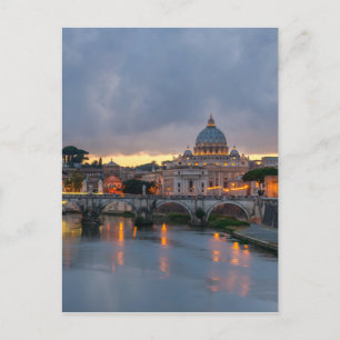 Sant'Angelo bridge Saint Peter Basilica Rome Italy Postcard