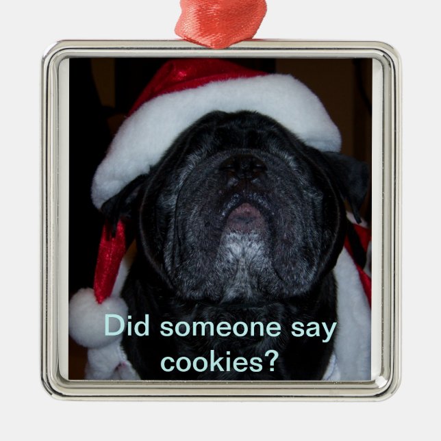 SantaPug Metal Tree Decoration (Front)
