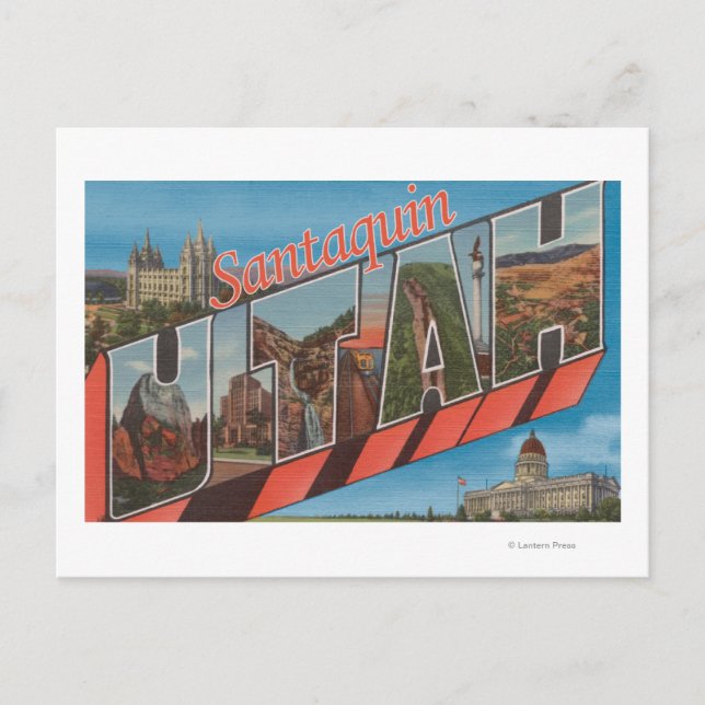Santaquin, Utah - Large Letter Scenes Holiday Postcard (Front)
