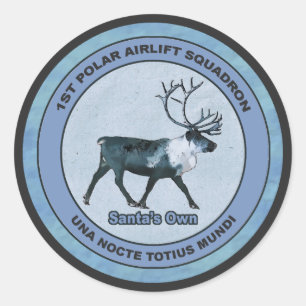 Santa's 1st Polar Airlift Sqdn - Subdued Classic Round Sticker