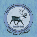 Santa's 1st Polar Airlift Sqdn - Subdued Photo Sculpture Magnet<br><div class="desc">Features the night operations, arctic/polar blue, subdued, camouflage version unit patch of the mythical 1st Polar Airlift Squadron to which are assigned Santa's eight reindeer: Dasher, Dancer, Prancer, Vixen, Comet, Cupid, Donner, and Blitzen. A reindeer (caribou) appears within a blue ring. Text reading, "1ST POLAR AIRLIFT SQUADRON" and the squadron...</div>