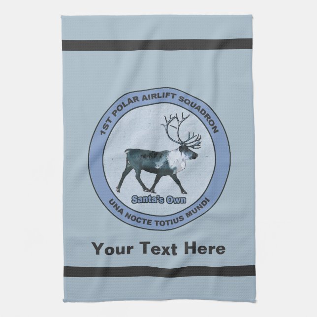 Santa's 1st Polar Airlift Sqdn - Subdued Tea Towel (Vertical)