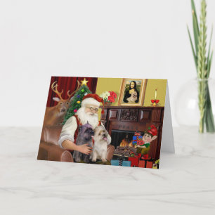 Santa's 2 Cairn Terriers Holiday Card