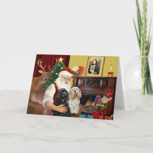 Santa's 2 Cocker Spaniels Holiday Card