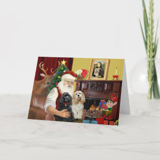 Santa's 2 Cocker Spaniels Holiday Card