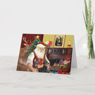 Santa's 2 Doberman Pinschers Holiday Card