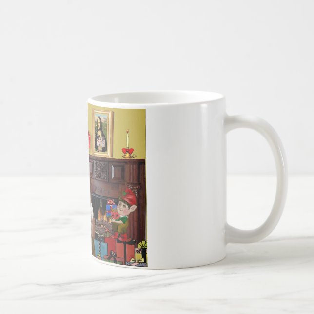 Santa's 2 Pugs (f+B) Coffee Mug (Right)