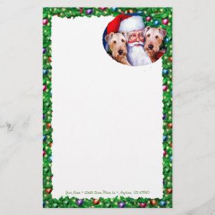Santa's Airedale Terriers at Christmas Stationery