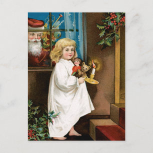 Santa's at the Window Holiday Postcard