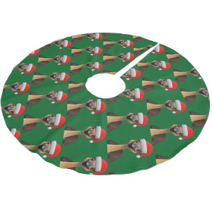 Santa's Aussie Helper - Cute Christmas Emu Brushed Polyester Tree Skirt
