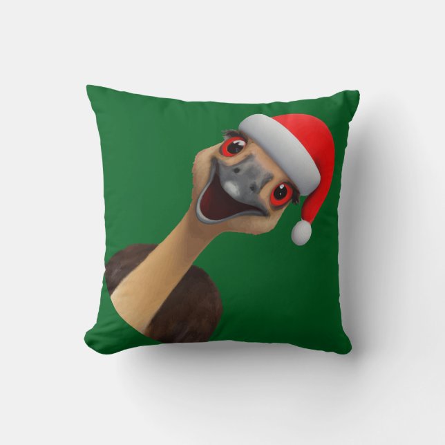 Santa's Aussie Helper - Cute Christmas Emu Cushion (Front)
