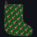 Santa's Aussie Helper - Cute Christmas Emu Large Christmas Stocking<br><div class="desc">Santa's Aussie Helper - Cute Christmas Emu is an odd animal with a quirky appearance. Are you an emu keeper, zoo keeper, or emu farmer or do you have a friend who is? Emus: friendly and inquisitive: treat with respect and caution! Are you an emu lover? Do you know a...</div>