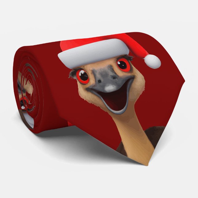 Santa's Aussie Helper - Cute Christmas Emu Tie (Rolled)