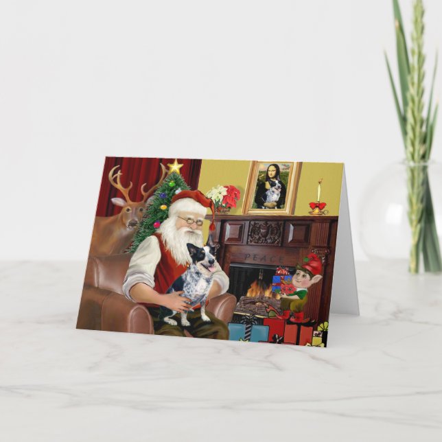 Santa's Australian Cattle Dog (#1) Holiday Card (Front)