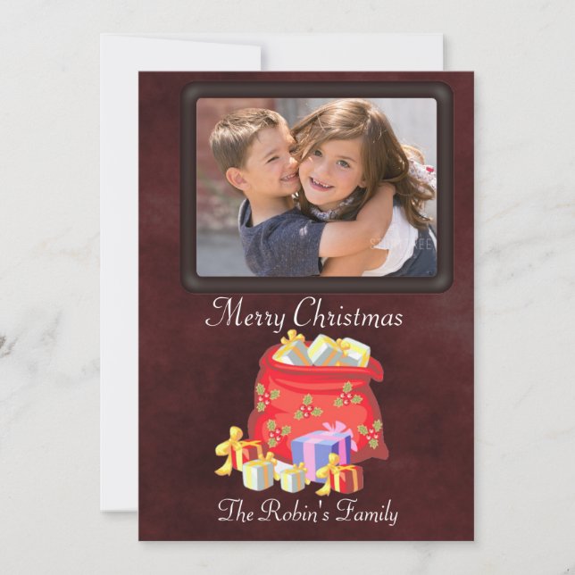 Santa's Bag Add Photo Christmas Card (Front)