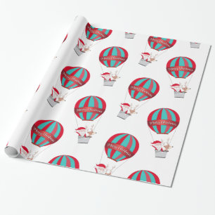 Santa's Balloon Ride Merry Christmas Wrapping Paper