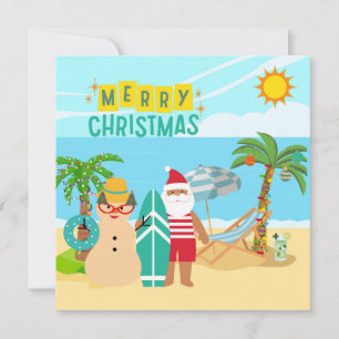 Santa's Beach Christmas Holiday Card