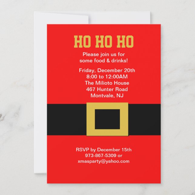 Santa's Belt Buckle Christmas invitation (Front)