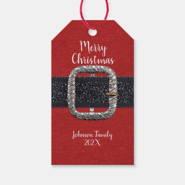 Santa's Belt Merry Christmas Gift Tag (Front)
